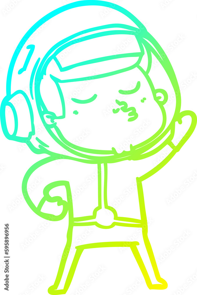 cold gradient line drawing of a cartoon confident astronaut cold gradient line drawing of a cartoon confident astronaut