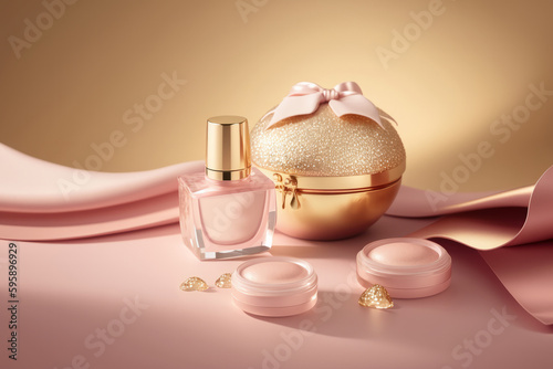 Luxury cosmetic product background. Illustration AI Generative.