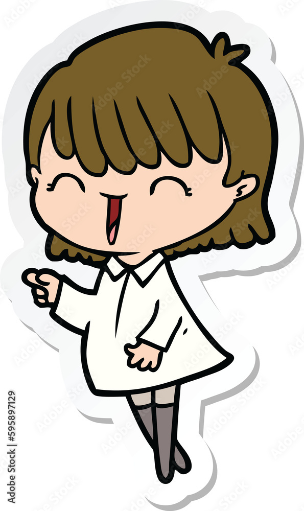 sticker of a cartoon woman