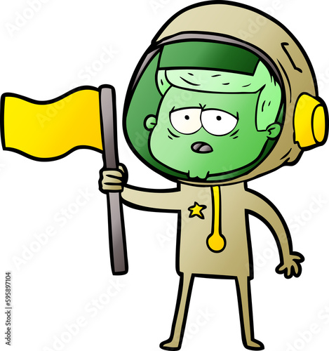 cartoon tired astronaut