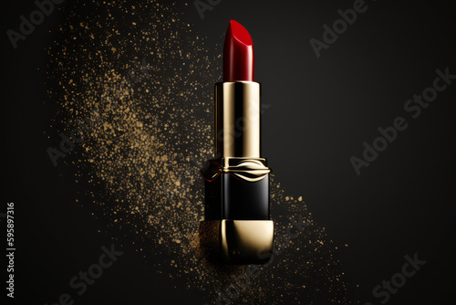 Red luxury lipstick. Illustration AI Generative.