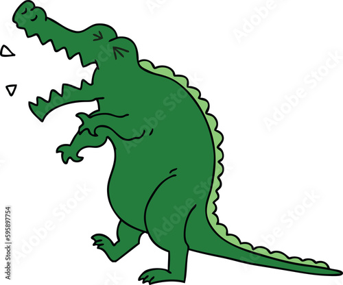 hand drawn quirky cartoon crocodile