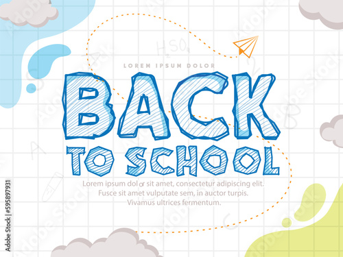 Vector Illustration of Back to school banner,flyer design with school education items and space for text in a background. 