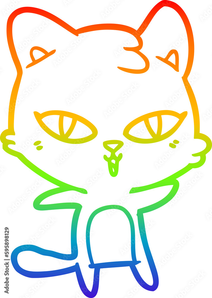 rainbow gradient line drawing of a cartoon cat rainbow gradient line drawing of a cartoon cat