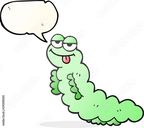 freehand drawn speech bubble cartoon caterpillar