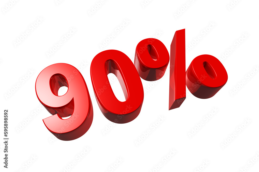 90% off discount offer. 3D illustration isolated on transparent background. Promotional price rate 90% off discount offer. 3D illustration isolated on transparent background. Promotional price rate