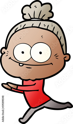cartoon happy old woman