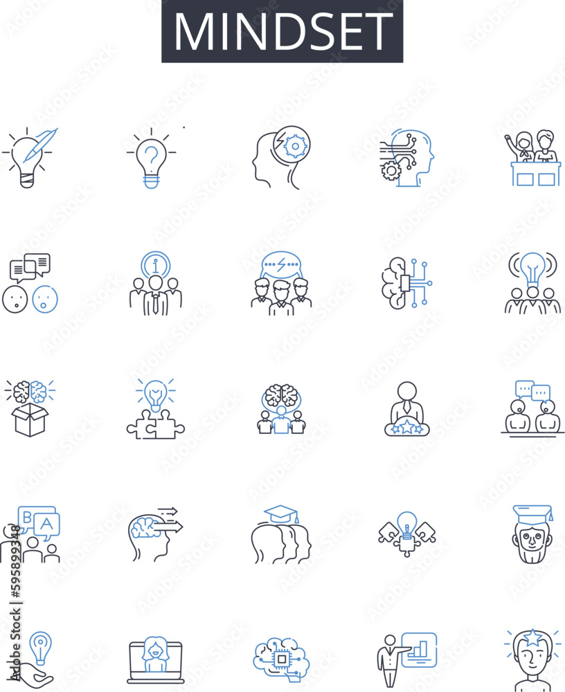 Mindset line icons collection. Headquarters, Command, Operations, Center, Strategic, Deployment, Location vector and linear illustration. Setup,Facility,Logistics outline signs set