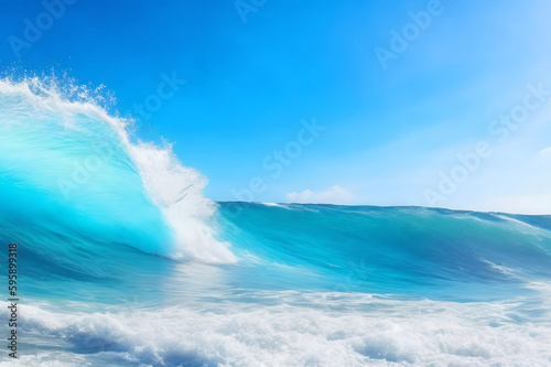 Waves against the blue sky, made by Ai