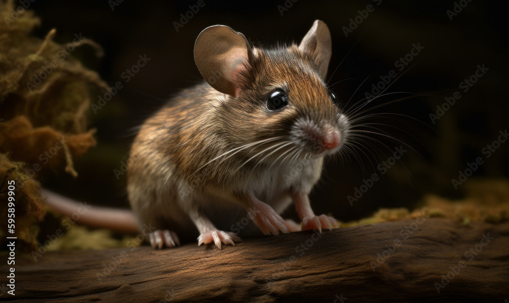 photo of deer mouse (genus Peromyscus) in its natural habitat. Generative AI photo of deer mouse (genus Peromyscus) in its natural habitat. Generative AI