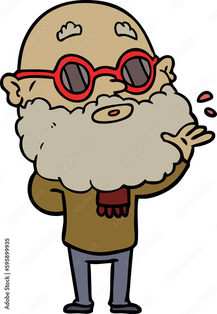 cartoon curious man with beard and sunglasses cartoon curious man with beard and sunglasses