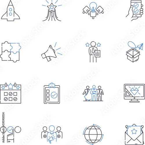 Attention-grabbing line icons collection. Captivating, Striking, Compelling, Enthralling, Mesmerizing, Fascinating, Alluring vector and linear illustration. Riveting,Gripping,Engaging outline signs