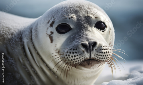 close up photo of crabeater seal in its natural habitat. Generative AI
