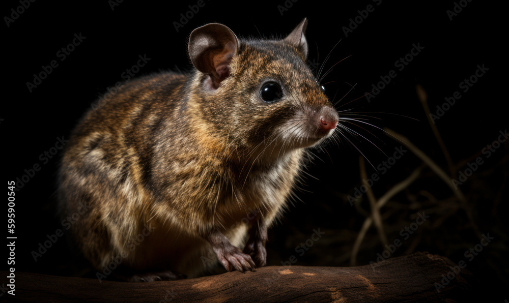 photo of dasyurid marsupial on black background. Generative AI photo of dasyurid marsupial on black background. Generative AI