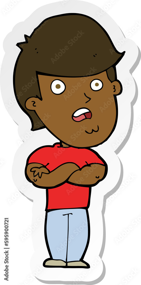 sticker of a cartoon dissapointed man sticker of a cartoon dissapointed man