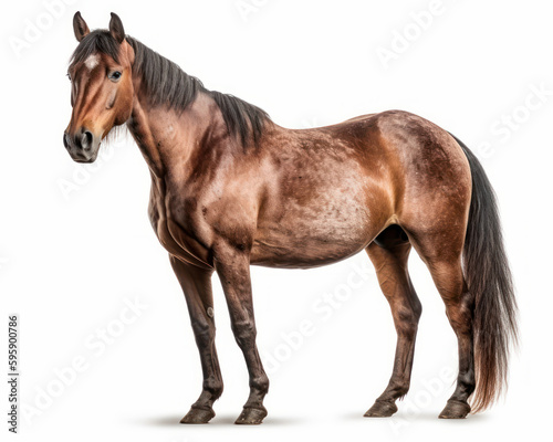 photo of Criollo  horse breed of Argentina isolated on white background. Generative AI