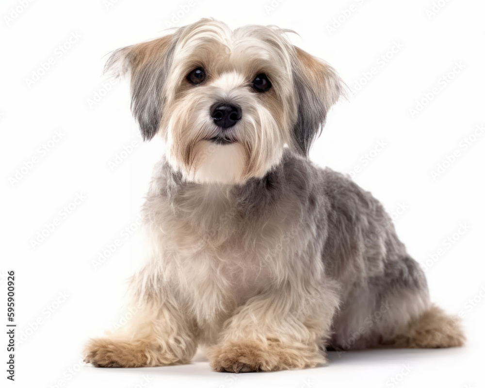 photo of Dandie Dinmont terrier isolated on white background. Generative AI