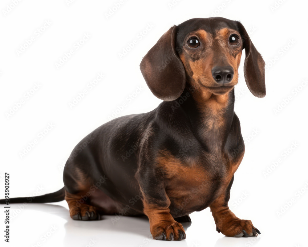 photo of Dachshund isolated on white background. Generative AI