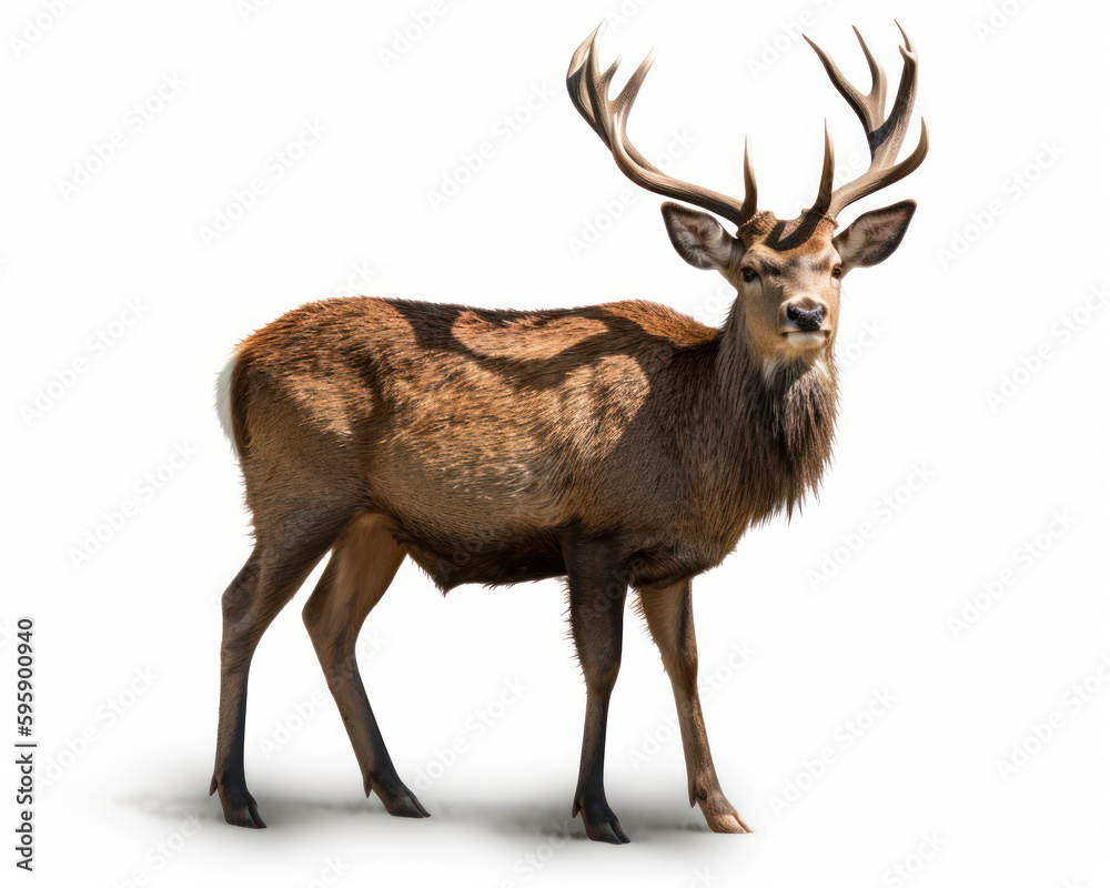 photo of deer isolated on white background. Generative AI