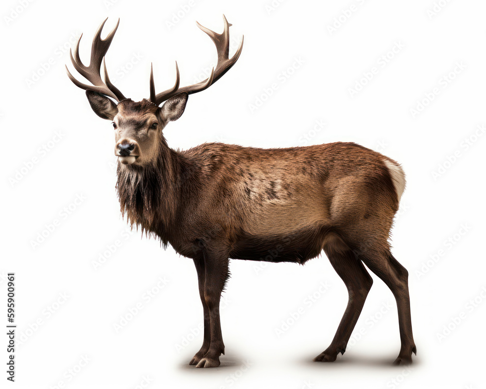 photo of deer isolated on white background. Generative AI photo of deer isolated on white background. Generative AI