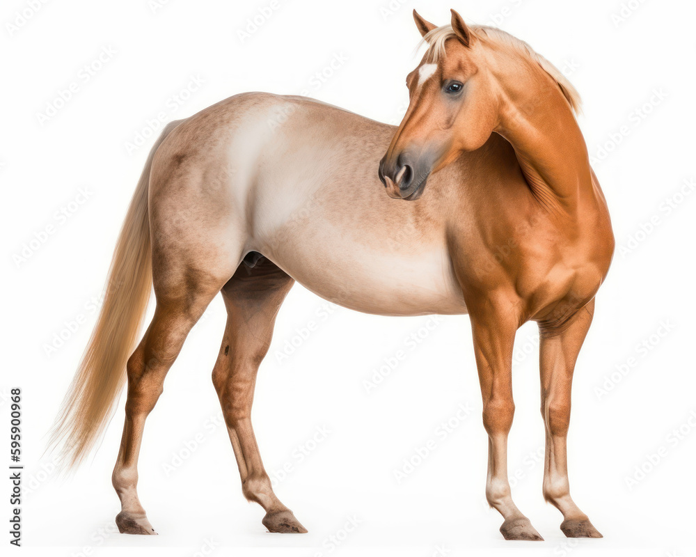Naklejka premium photo of Criollo, horse breed of Argentina isolated on white background. Generative AI