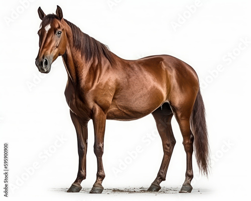 photo of cutting horse isolated on white background. Generative AI photo