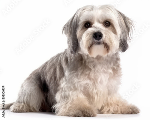 photo of Dandie Dinmont terrier isolated on white background. Generative AI © Bartek