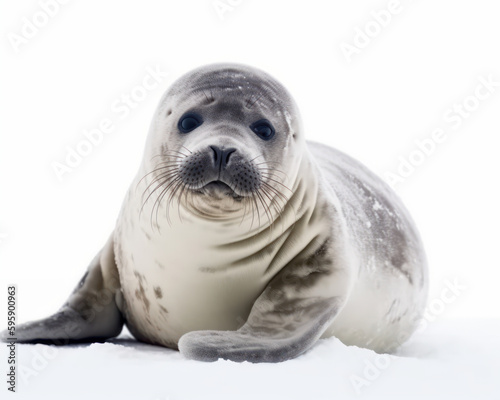 photo of crabeater seal isolated on white background. Generative AI photo
