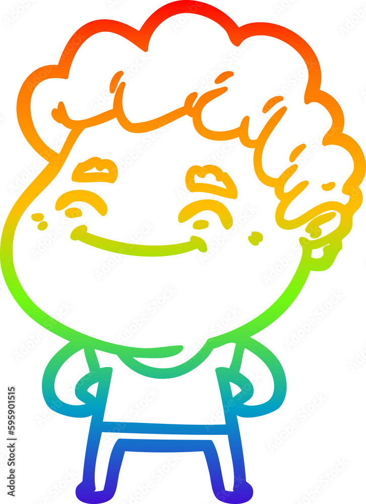 rainbow gradient line drawing of a cartoon friendly man rainbow gradient line drawing of a cartoon friendly man
