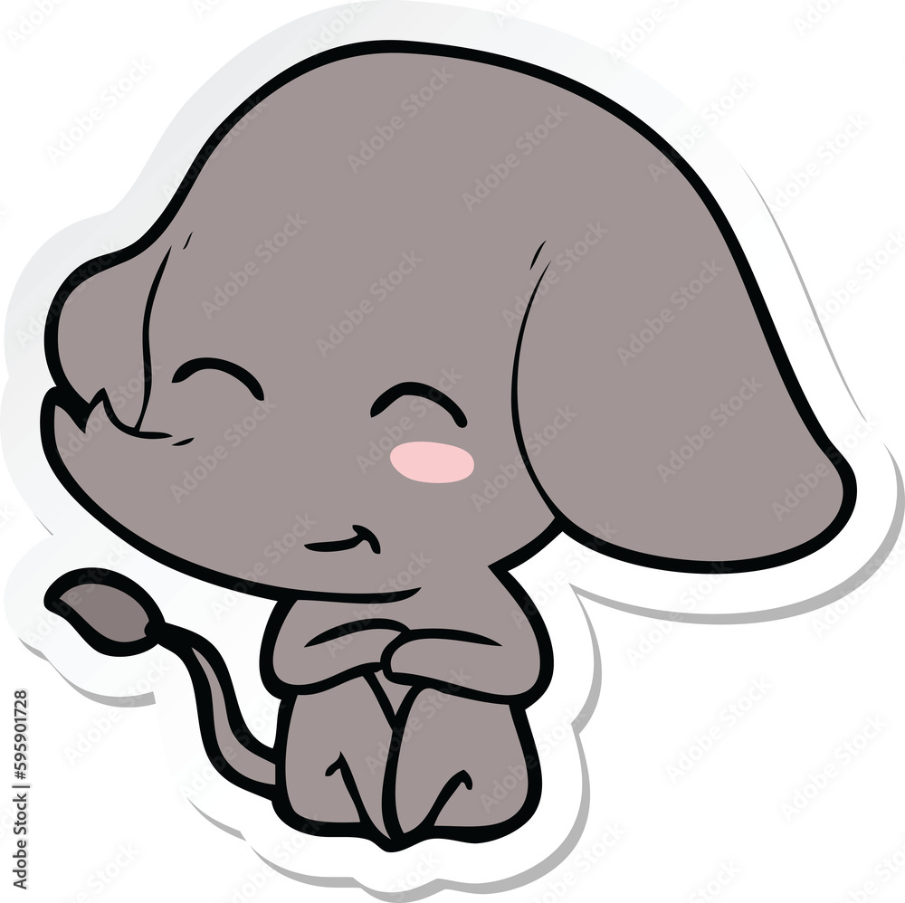 sticker of a cute cartoon elephant sticker of a cute cartoon elephant