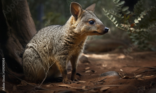 photo of dasyurid marsupial in its natural habitat. Generative AI