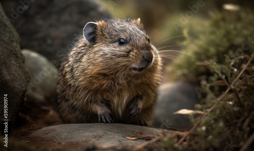 photo of dassie rat in its natural habitat. Generative AI