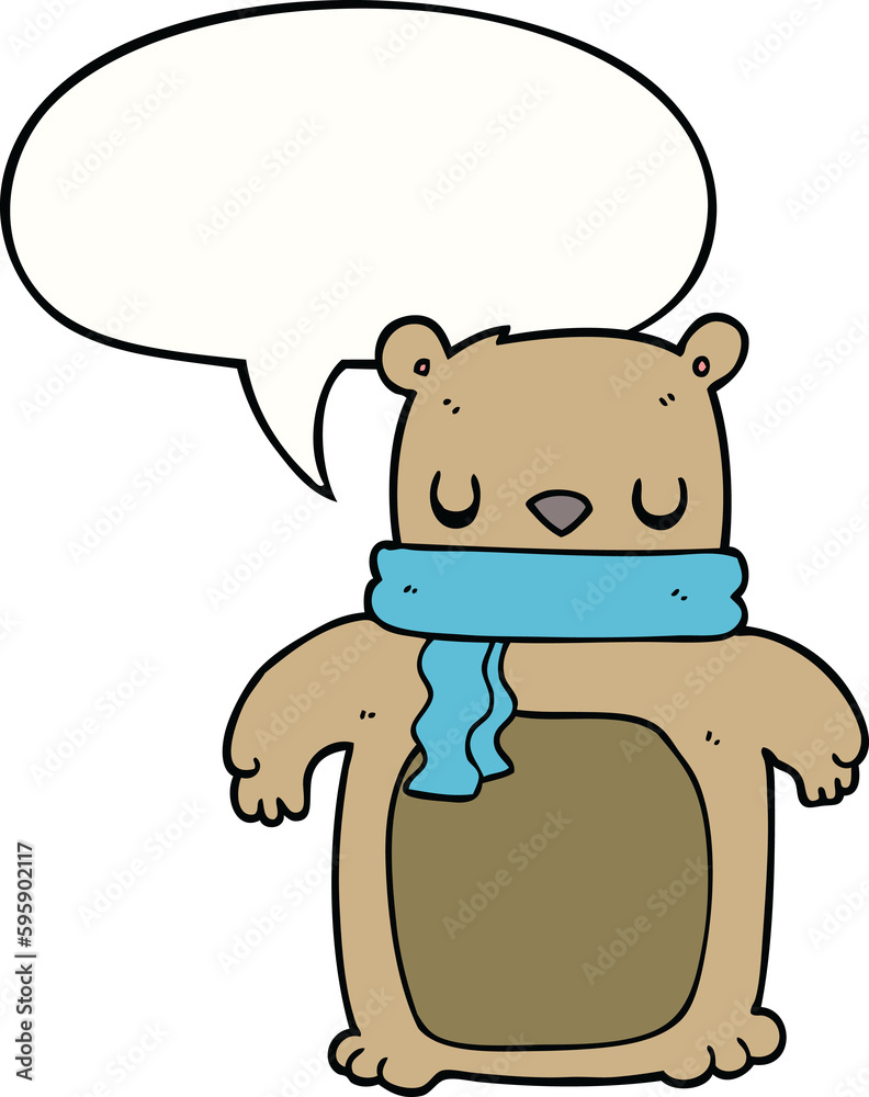 Fototapeta premium cartoon bear with scarf with speech bubble