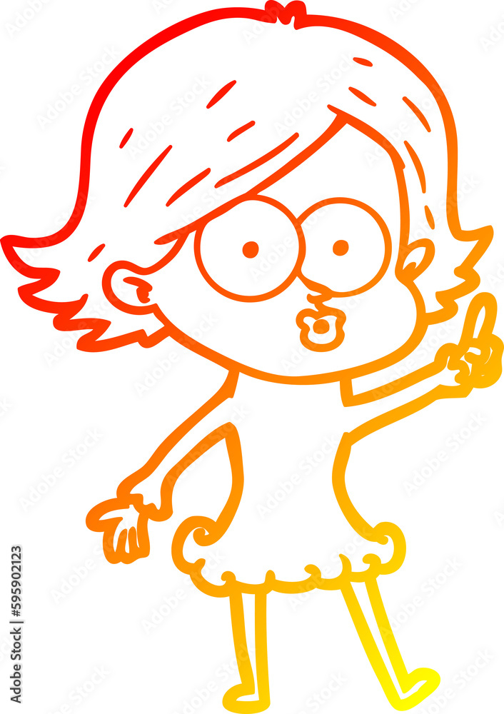 warm gradient line drawing of a cartoon girl pouting warm gradient line drawing of a cartoon girl pouting