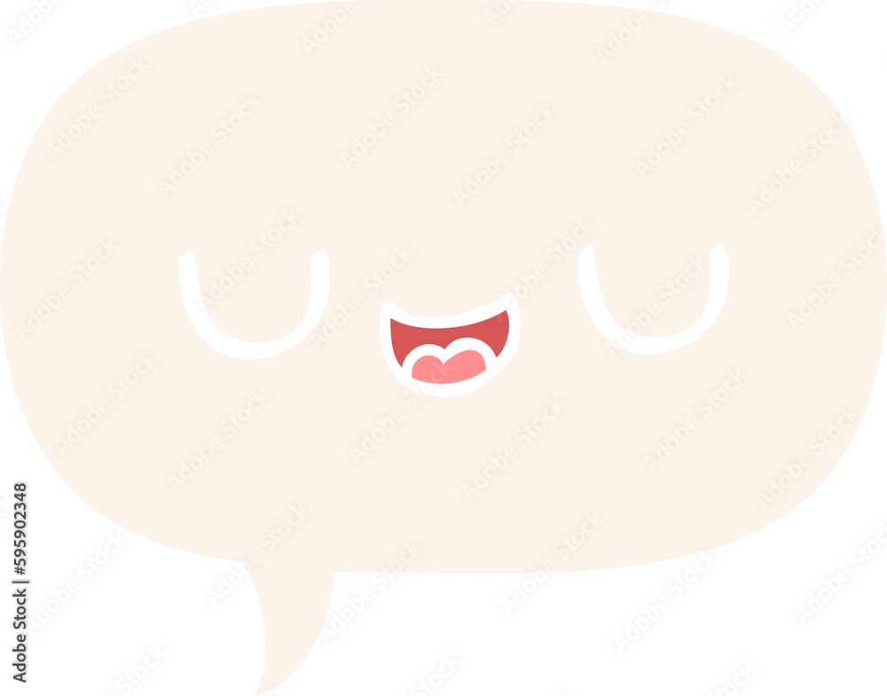 cute cartoon face with speech bubble in retro style cute cartoon face with speech bubble in retro style