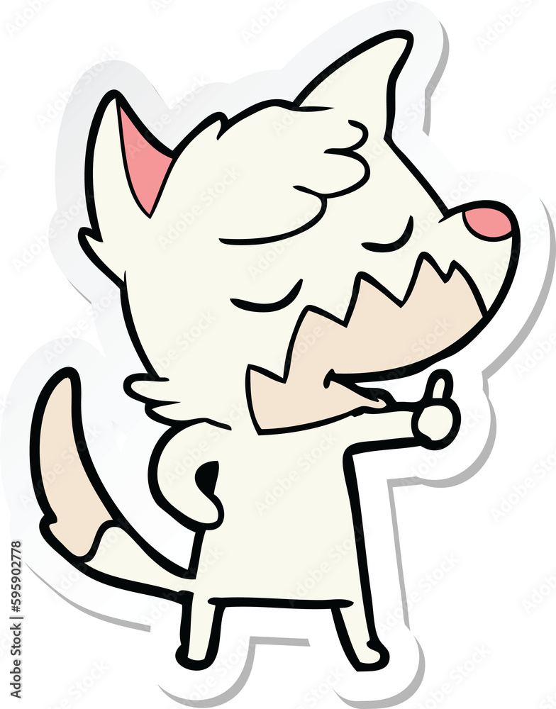 sticker of a friendly cartoon fox giving thumbs up sign sticker of a friendly cartoon fox giving thumbs up sign