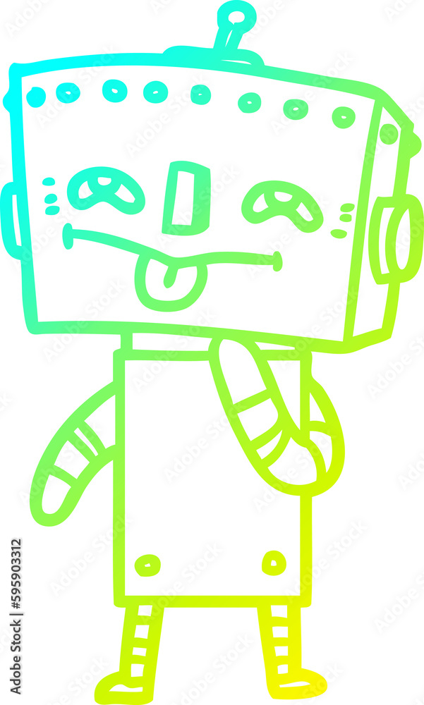 cold gradient line drawing of a cartoon robot cold gradient line drawing of a cartoon robot