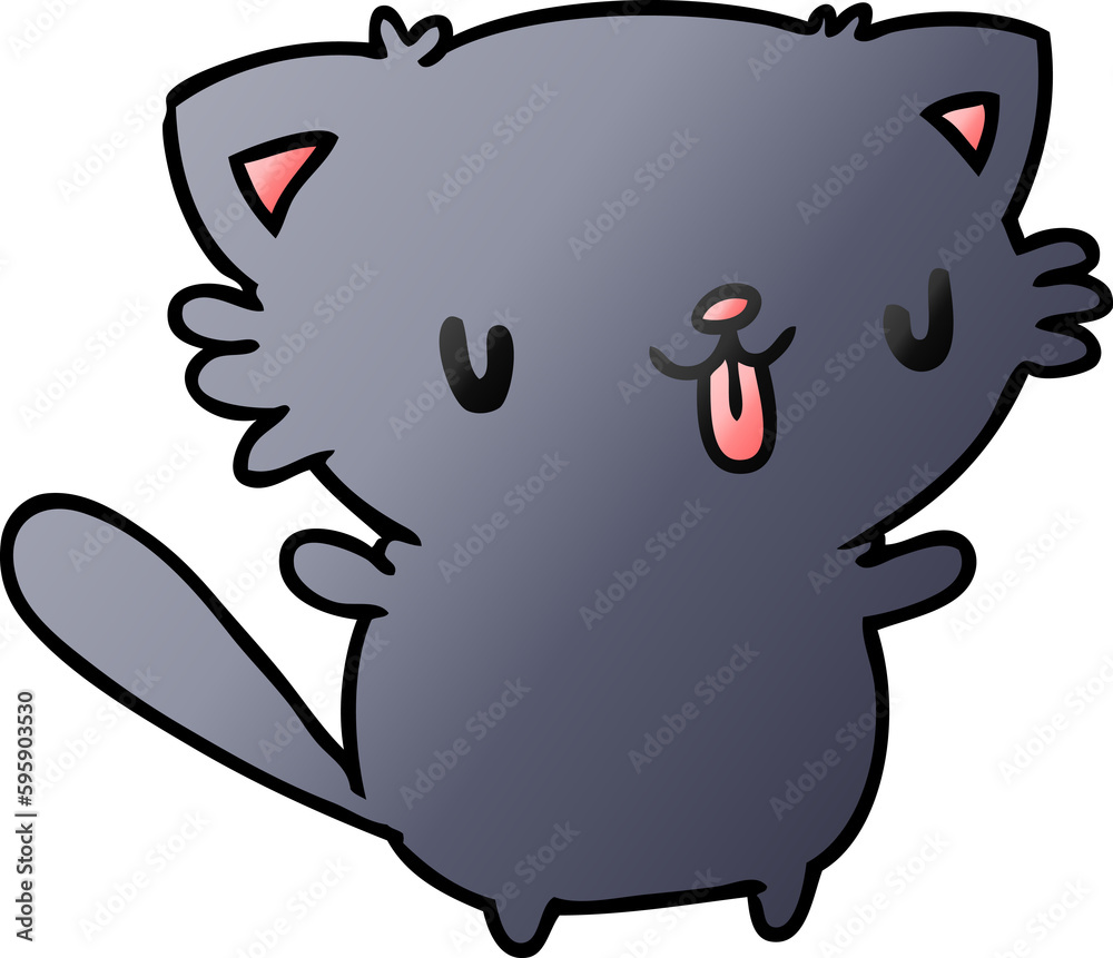 gradient cartoon illustration of cute kawaii cat gradient cartoon illustration of cute kawaii cat