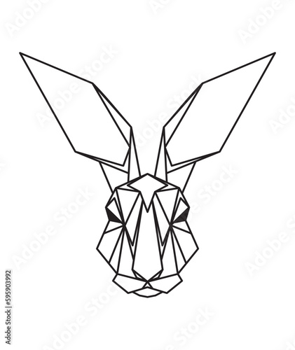 Animal icon, vector hare. Abstract triangular style