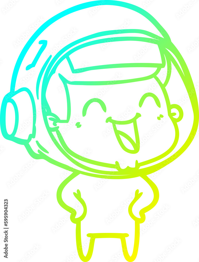cold gradient line drawing of a happy cartoon astronaut cold gradient line drawing of a happy cartoon astronaut