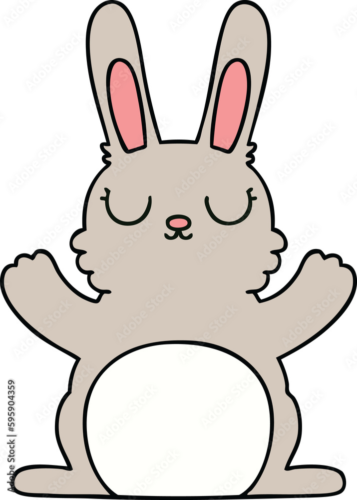 hand drawn quirky cartoon rabbit