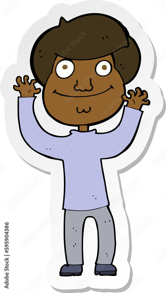 sticker of a cartoon happy boy sticker of a cartoon happy boy