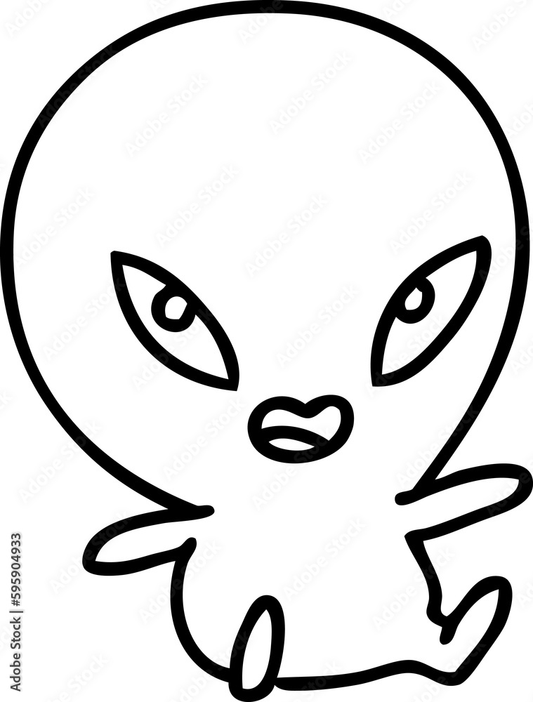 cute line doodle of an alien