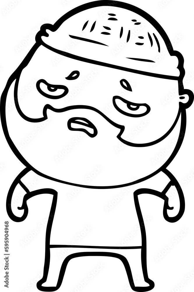 cartoon worried man with beard cartoon worried man with beard