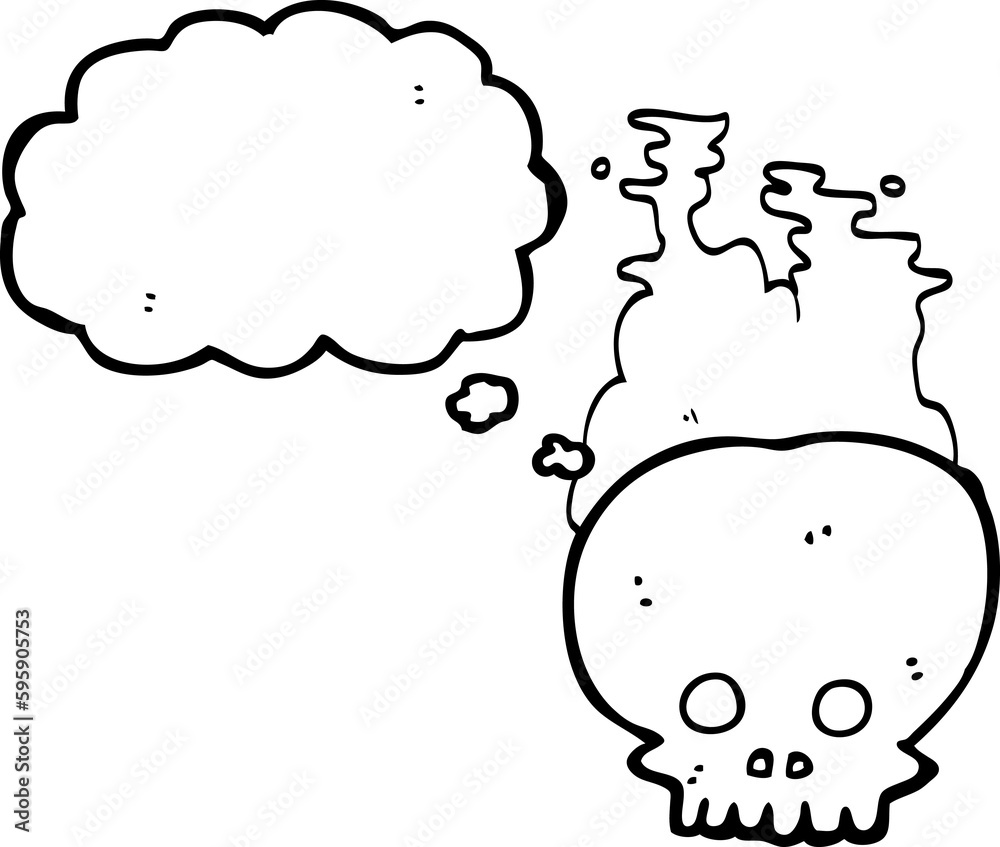 freehand drawn thought bubble cartoon steaming skull freehand drawn thought bubble cartoon steaming skull