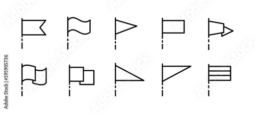 Flags. Line icon, black, different flags. Vector icons.