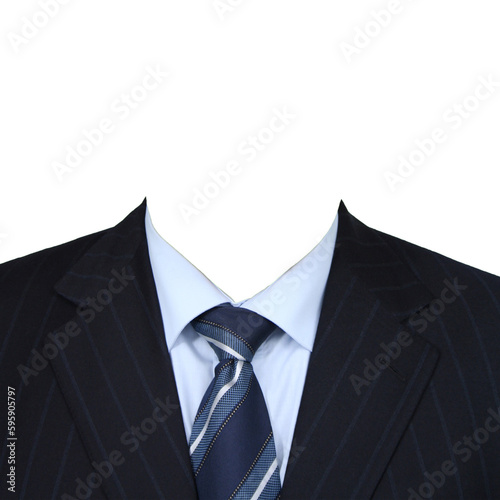 Photo Men's suit with blue shirt and tie is isolated on a green background