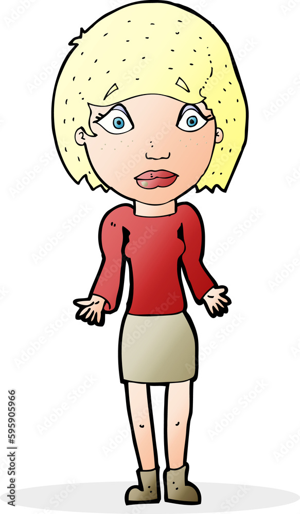 cartoon woman shrugging shoulders cartoon woman shrugging shoulders