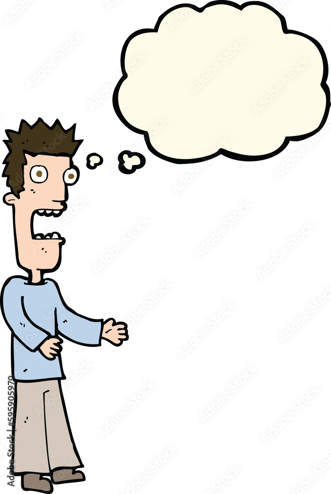 cartoon man freaking out with thought bubble cartoon man freaking out with thought bubble