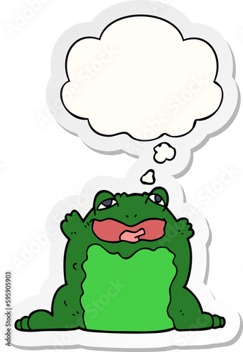 cartoon toad with thought bubble as a printed sticker